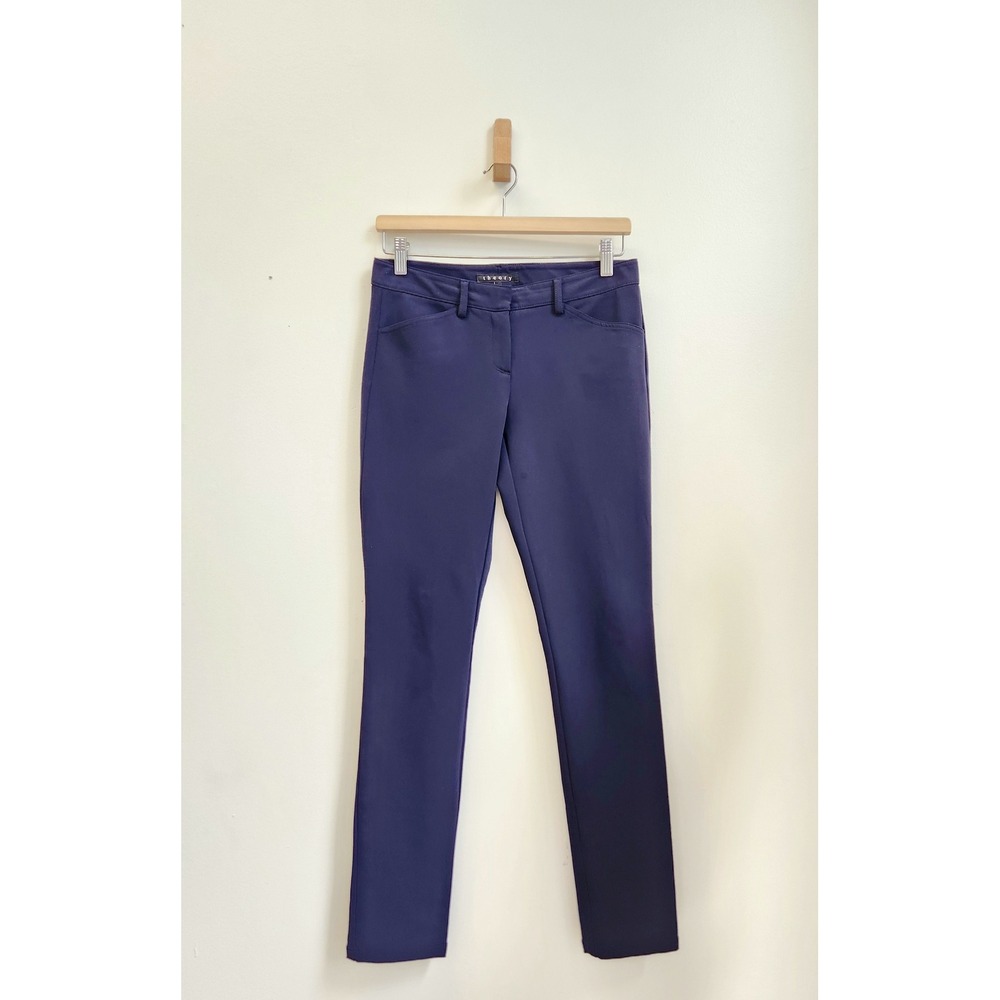 Theory Dantey Mandatory Pants Womens 2 Blue Straight Leg Stretchy